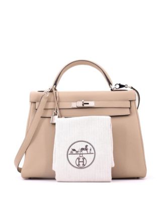 Kelly 32 Handbag Light Togo with Palladium Hardware