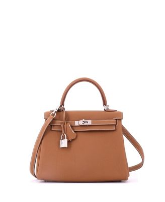 Kelly 25 Handbag Brown Togo with Palladium Hardware