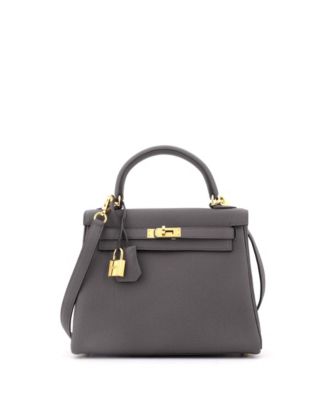 Kelly 25 Handbag Grey Togo with Gold Hardware