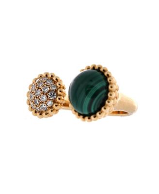 Perlee Couleurs Between the Finger Ring 18K Gold with Malachite and Diamonds