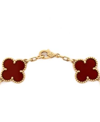 Vintage-Like Alhambra 5 Motifs Bracelet 18K Gold and Carnelian