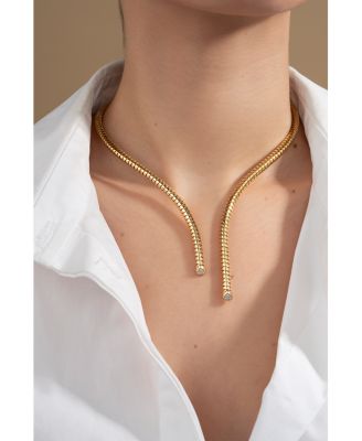 18K Yellow Gold Trisolina Diamond Pav&eacute; Necklace, 6.5"