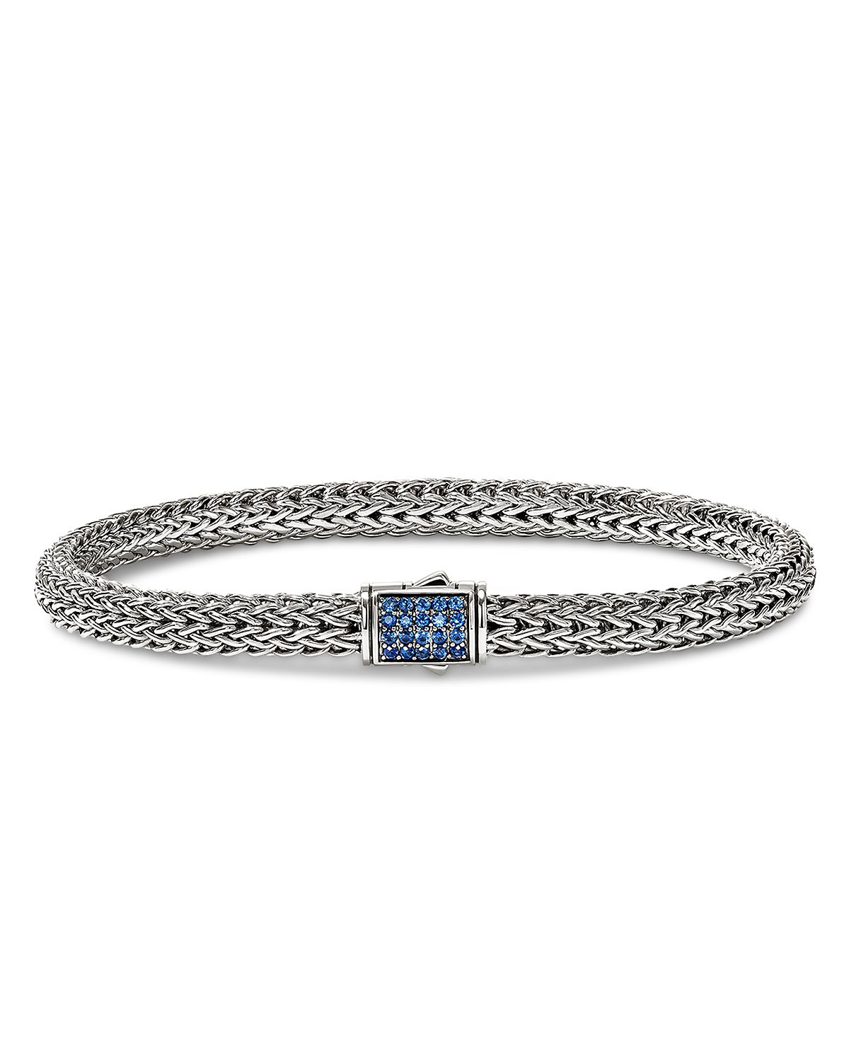 John Hardy Sterling Silver Icon Blue Sapphire Pave Woven Chain Link Bracelet, 5mm