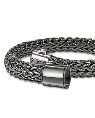 Sterling Silver Icon Dark Woven Link Bracelet, 10.5mm