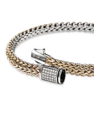 14K Bonded Gold & Sterling Silver Icon Reversible Woven Link Bracelet, 5mm