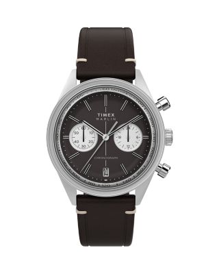 Marlin&reg; Jet Quartz Chronograph Leather Strap Watch, 40mm