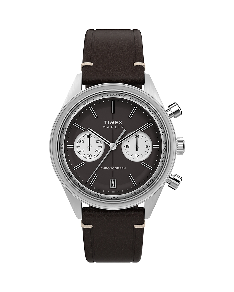 Timex Marlin Jet Quartz Chronograph Leather Strap Watch, 40mm