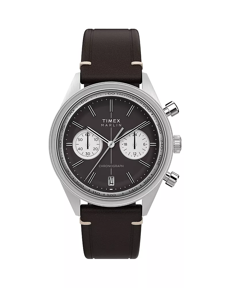 Timex Marlin Jet Quartz Chronograph Leather Strap Watch, 40mm