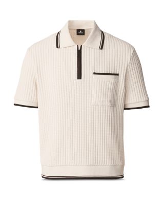 Estaban Crochet Knit Quarter-Zip Polo Shirt