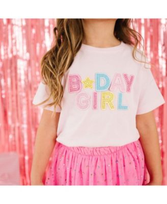 Girls' Birthday Girl Rhinestone Patch Short Sleeve T-Shirt - Big Kid