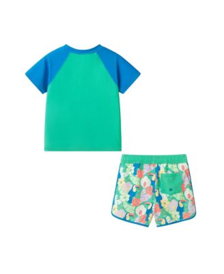 Boys' Short Sleeve Blue Toucan Rashguard Set - Little Kid