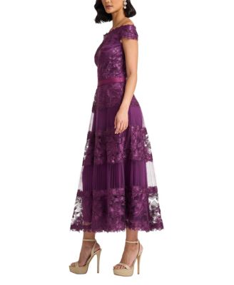  Adriane Floral Embroidered Tea-Length Dress