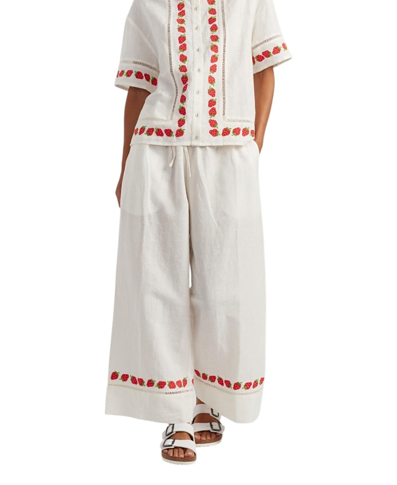 Chinti & Parker Women's Linen-Blend Strawberry Trousers