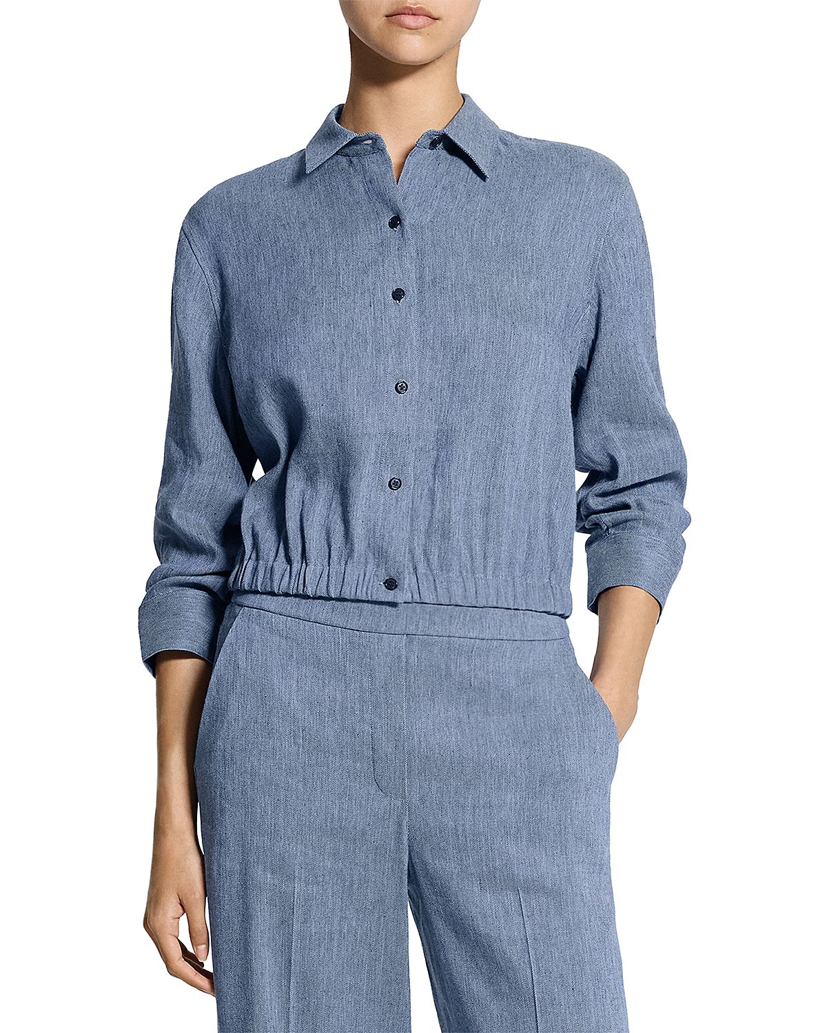 Theory Cropped Denim Shirt