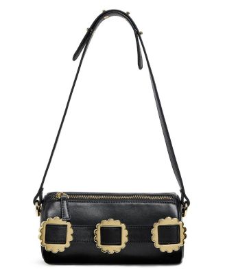  Multi-Buckle Leather Shoulder Bag