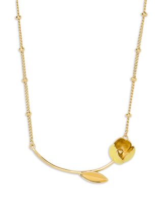 Golden Bloom Tulip Bar Necklace, 16-19" 
