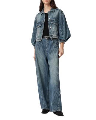 Luca Stripe Jean Jacket in Titan Blue