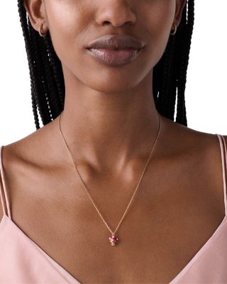 Secret Garden Imitation Pearl Mushroom Pendant Necklace, 16-19" 