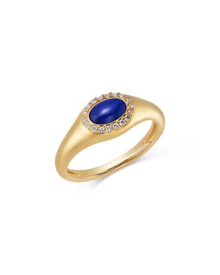 Gemstone & Diamond Pinky Ring in 14K Yellow Gold