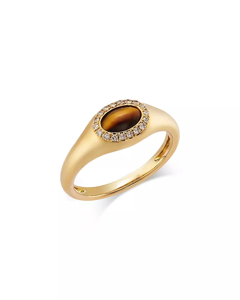 Bloomingdale's Fine Collection Gemstone & Diamond Pinky Ring in 14K Yellow Gold