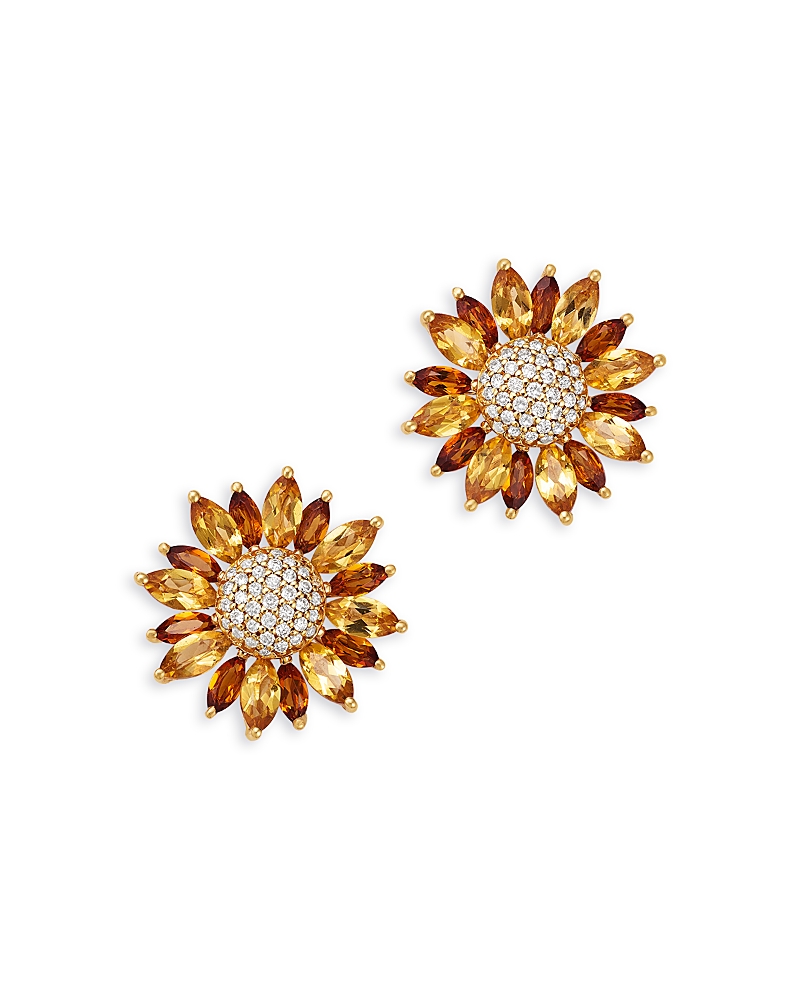 Bloomingdale's Fine Collection Citrine & Diamond Daisy Stud Earrings in 14K Yellow Gold