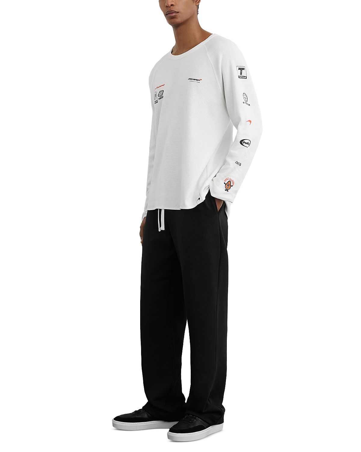 Reiss McLaren Unisex Logo Textured Waffle Sweatshirt