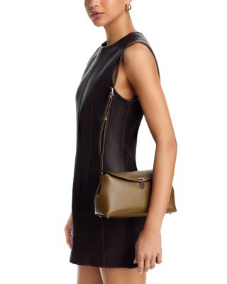 T-Lock Smooth-Leather Convertible Clutch in Ash