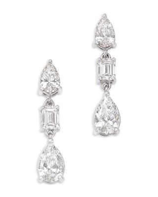 Luxe Collection Certified Lab Grown Diamond Fancy Cut Drop Earrings in 14K White Gold, 1.45 tcw