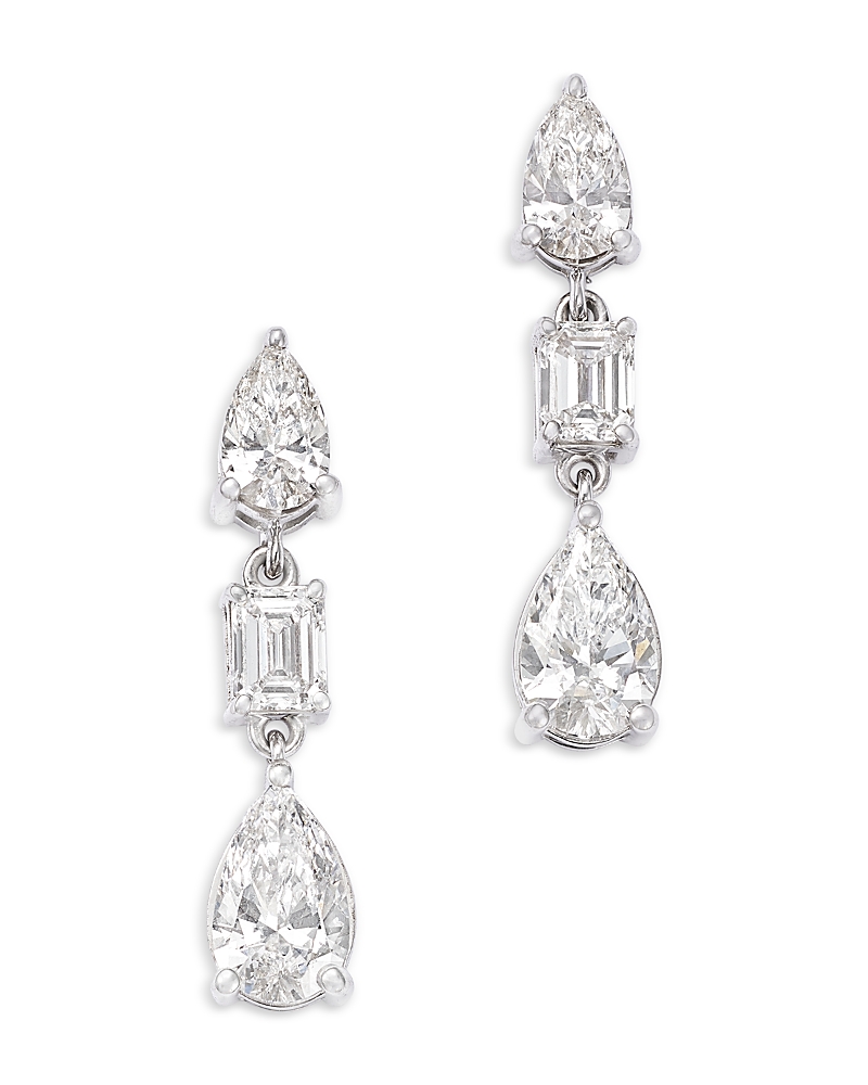 Bloomingdale's Fine Collection Luxe Collection Certified Lab Grown Diamond Fancy Cut Drop Earrings in 14K White Gold, 1.45 tcw