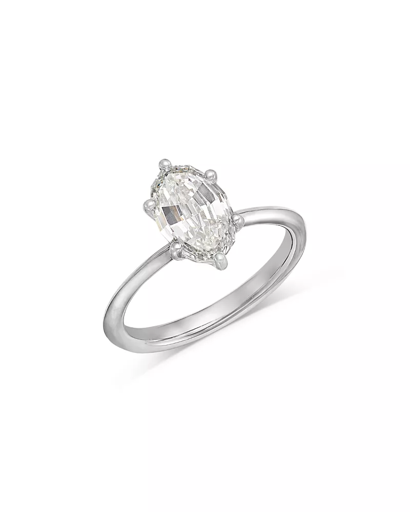 Bloomingdale's Fine Collection Luxe Collection Certified Lab Grown Diamond Duchess Oval Solitaire Engagement Ring in 18K White Gold, 2.0 tcw