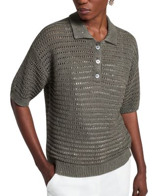 Cotton Blend Polo Sweater
