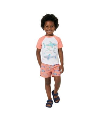 Boys' Short Sleeve Shark Sketches Rashguard Set - Little Kid