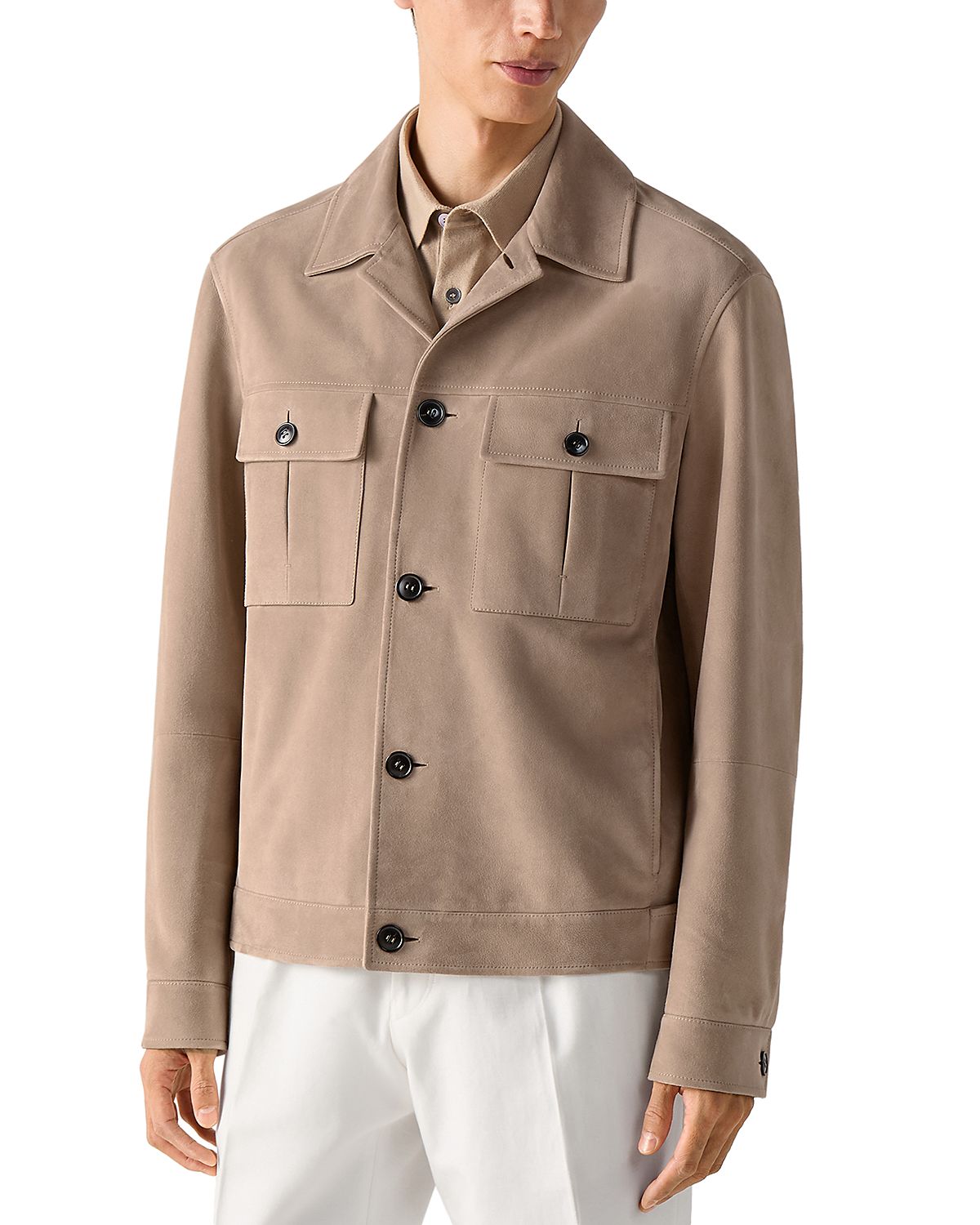 Zegna Sabbia Oasi Leather Blouson Jacket
