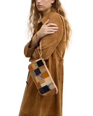 Small Brown Logo Patchwork Shoulder Bag