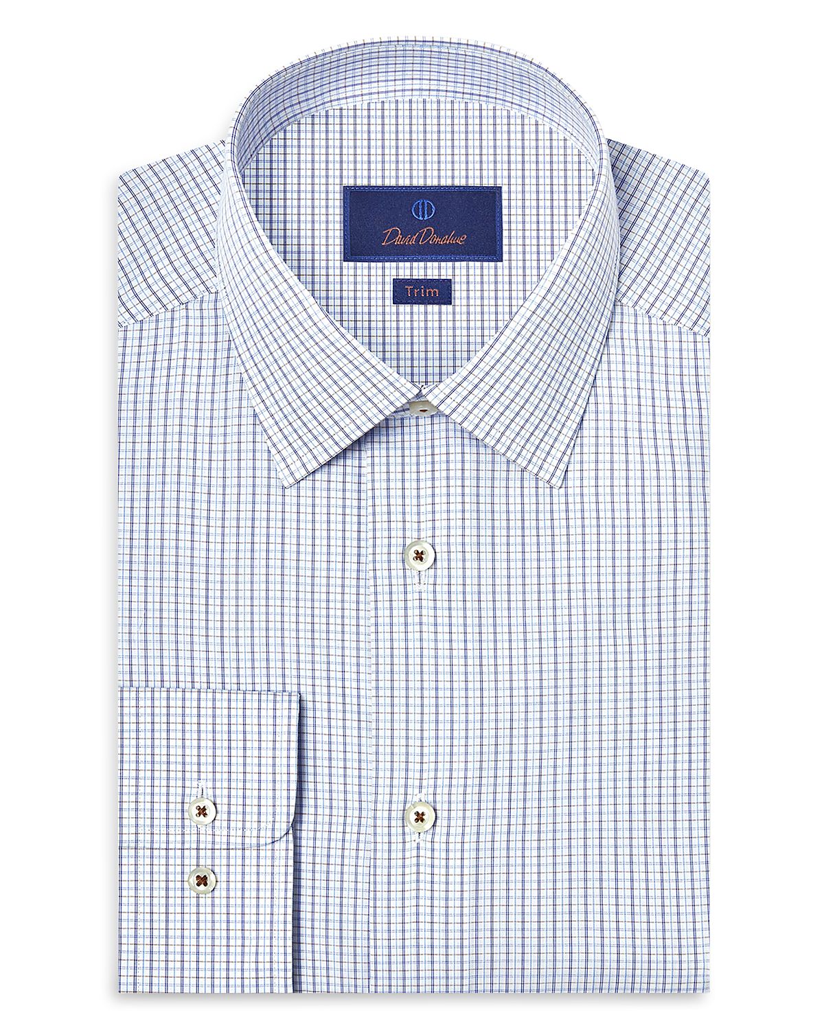 David Donahue Trim Fit Dobby Check Dress Shirt