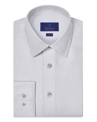 Trim Fit Silk Blend Dot Dress Shirt