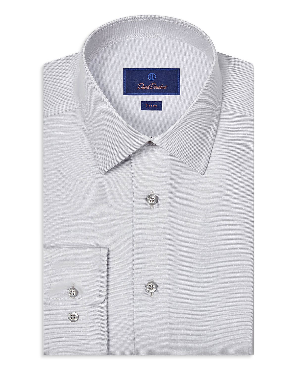 David Donahue Trim Fit Silk Blend Dot Dress Shirt