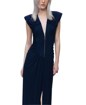  Zip-Front Draped Maxi Dress