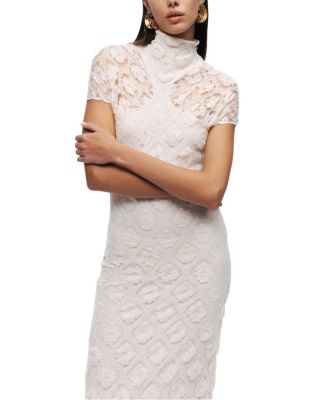  High-Neck Lace Maxi Dress