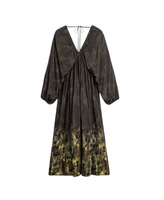  Printed Long Sleeve Maxi Dress