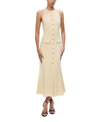  Sleeveless Button-Front Midi Dress