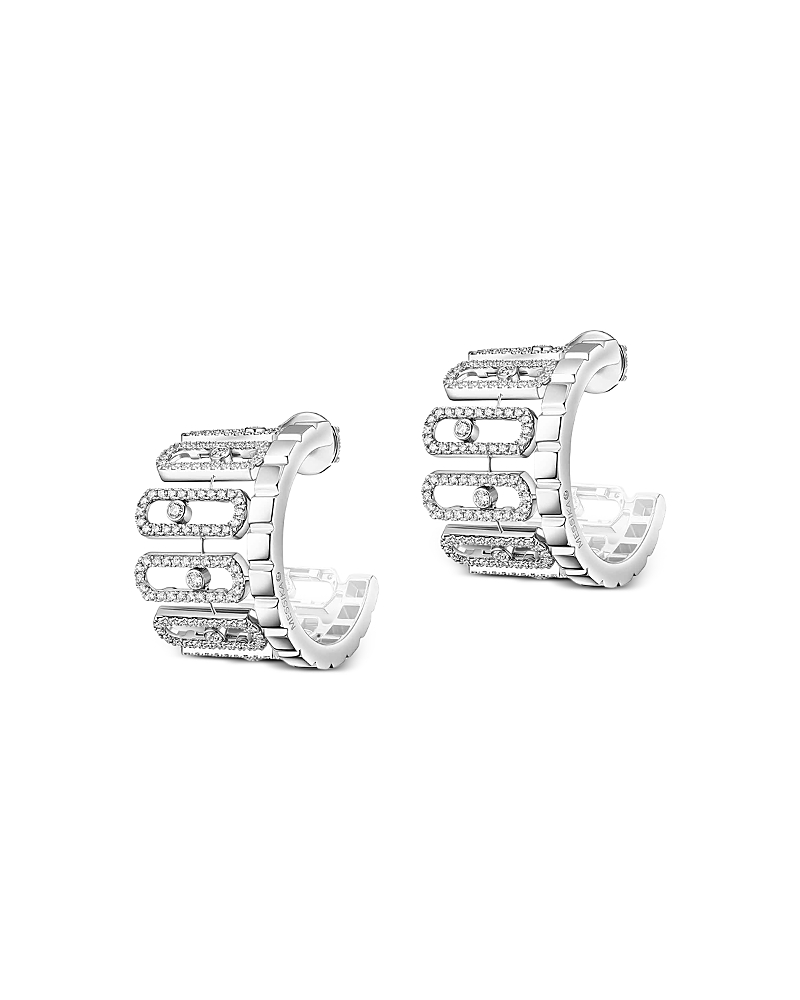 Messika 18K White Gold Move Iconica Diamond Curved C Hoop Earrings