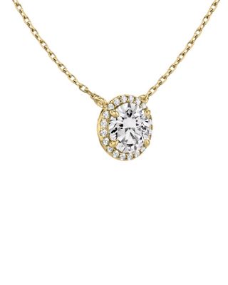  Halo Necklace in 14K Gold, 1.0ctw Round Brilliant Lab Grown Diamond