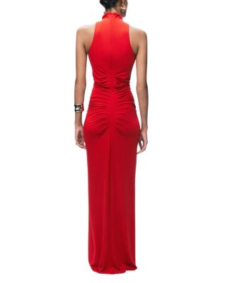  Ruched High-Neck Maxi Dress