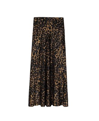  Printed Leopard Midi Skirt