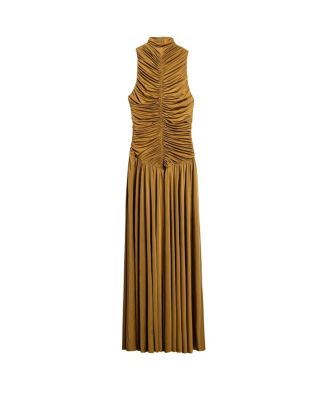  Ruched High-Neck Maxi Dress