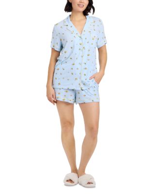 Notch Collar Short Sleeve Pajama Set