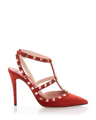 Women's Rockstud Cage Leather Pumps with Studs