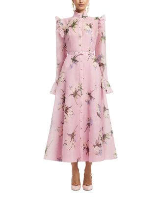 Leo Lin Katrina Butterfly Sleeve Midi Dress In Pink