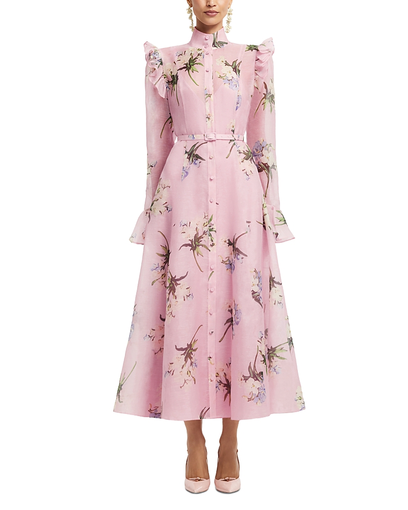 Leo Lin Katrina Butterfly Sleeve Midi Dress In Pink